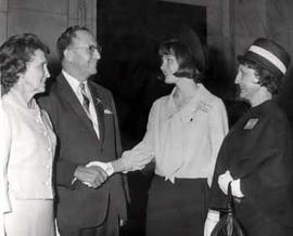 Representative Ben Reifel meets the National Homemaker of Tomorrow, Martha Yunker in 1965