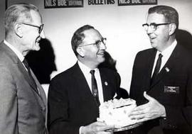 Representative Ben Reifel with Lem Overpeck at a Nils Boe for Governor campaign rally in 1964