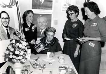 Alice Reifel campaigns for her husband, Ben Reifel, in 1960