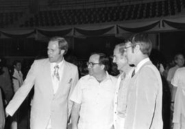 James Abourezk and George McGovern flanked by South Dakota basketball coaches in Cuba