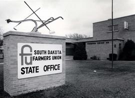 Black-and-white photograph of the South Dakota Farmer's Union state office in Huron, South Dakota