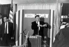Ronald Reagan in Brookings, South Dakota campaigning for Nixon-Agnew in 1968