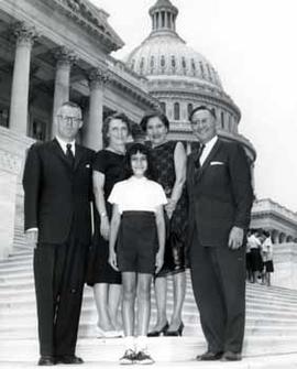 Representative Ben Reifel, Alice Reifel, and Mrs. And Mrs. Alfred Frantz on the steps of the US Capitol in 1961