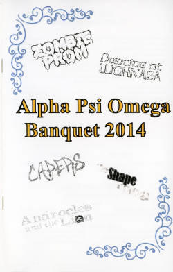 Program for the 2014 Alpha Psi Omega banquet at South Dakota State University.
