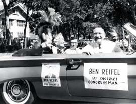 Representative Ben Reifel in a parade in Flandreau, South Dakota in 1962