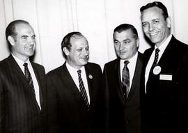 George McGovern, Frank Mankiewicz, Bob Chamberlain, and Frank Denholm in Aberdeen, South Dakota during the 1968 campaign