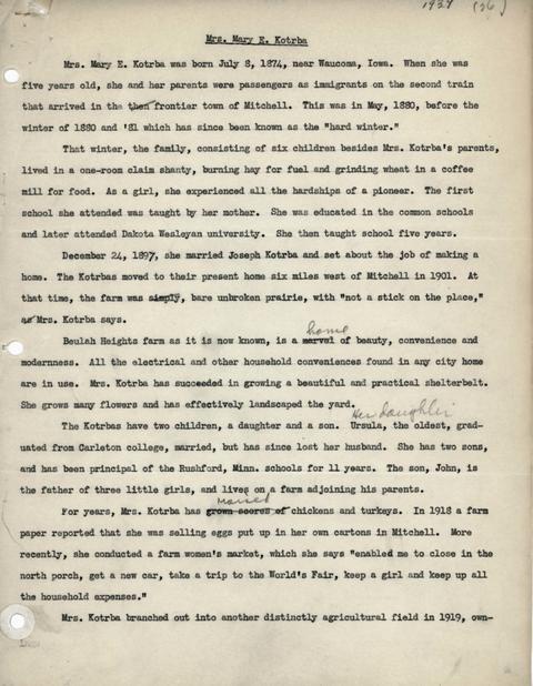 Citation of Mary E. Kotrba