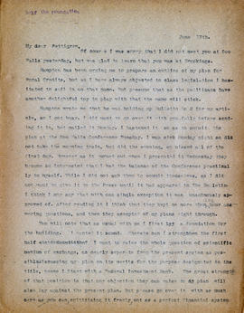 Letter: H.L. Loucks to R.F. Pettigrew, June 17, 1916