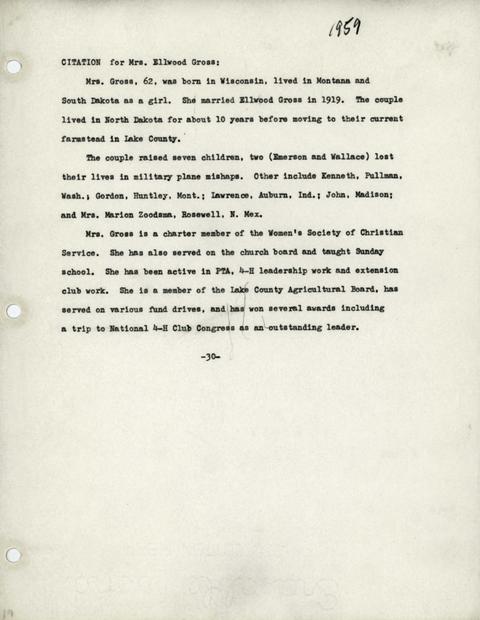Citation of Mrs. Ellwood Gross
