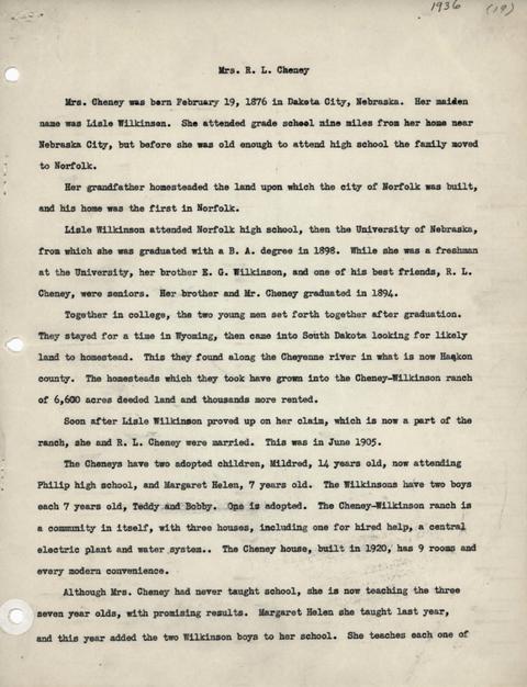 Citation of Lisle Cheney