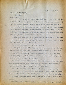 Letter: H.L. Loucks to R.F. Pettigrew, January 18, 1915