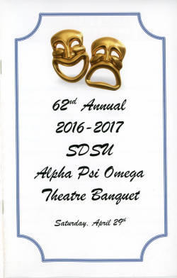 Program for the 2016-2017 Alpha Psi Omega banquet at South Dakota State University.