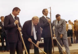South Dakota Governor Richard Kneip (far left), Congressman Frank Denholm (second from right), and others at a groundbreaking ceremony