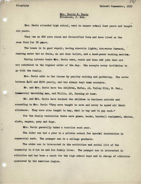 Citation of Carrie Davis