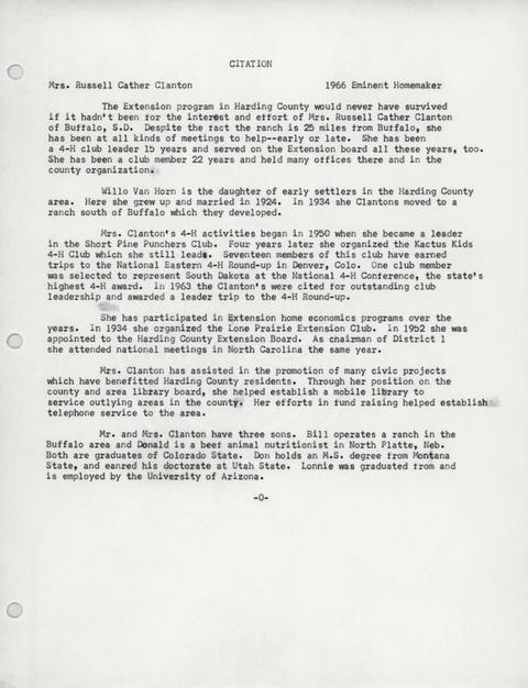 Citation of Willo Clanton