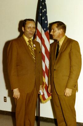 Frank Denholm and Richard Kneip at a campaign event