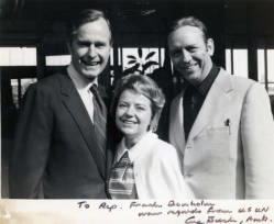 Congressman Frank Denholm and his wife Millie Denholm with George Bush, Ambassador representative of the United States of America to the United Nations