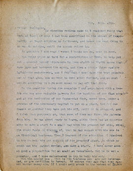 Letter: H.L. Loucks to R.F. Pettigrew, November 16, 1914
