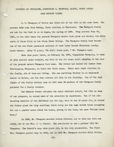 Citation of Olynphious S. Thompson