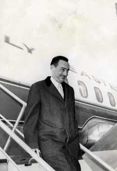 William Miller deboarding a plane at Joe Foss field in Sioux Falls, South Dakota in 1964