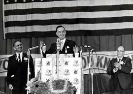 Representative Ben Reifel, Senator Karl Mundt, and William Miller at the Republican campaign rally in 1964