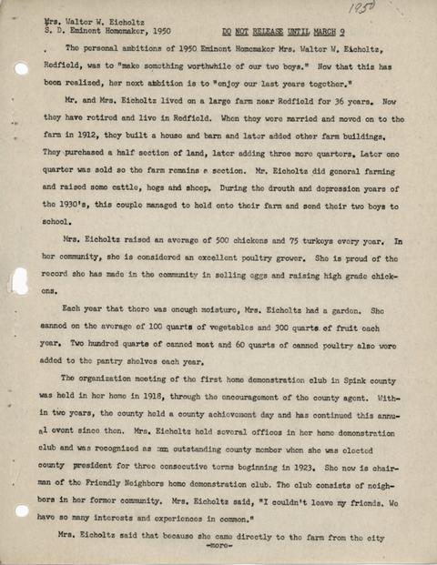 Citation of Mrs. Walter W. Eicholtz