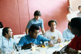 South Dakota and Cuban basketball players dining in Cuba