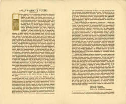 Manuscript printed in tribute to the life of Allyn Abbott Young by his colleagues and presented to Gertrude Stickney Young upon his death.
